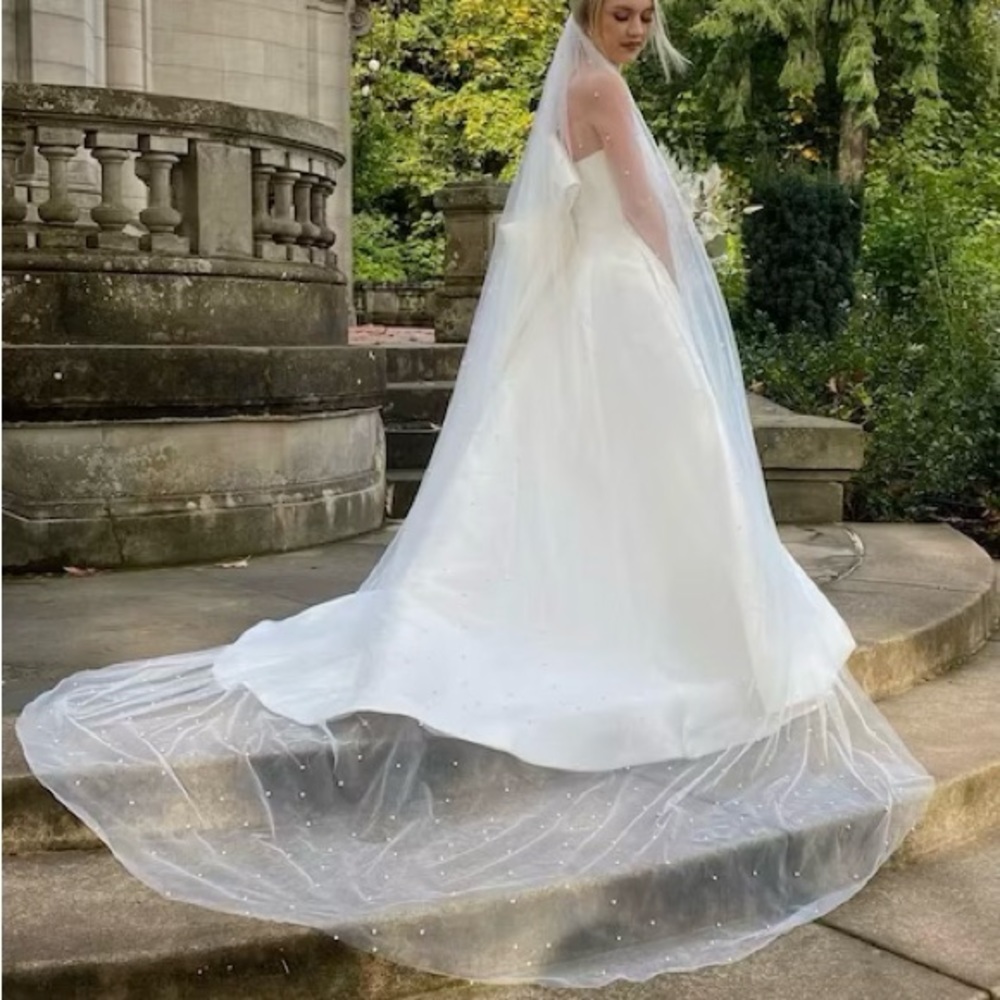 Cathedral length Scattered Pearl Wedding Veil